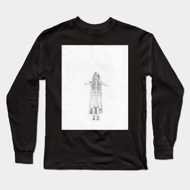 Exposure , Cute Girl with Xray Skelton in dress Long Sleeve T-Shirt by IrenesGoodies